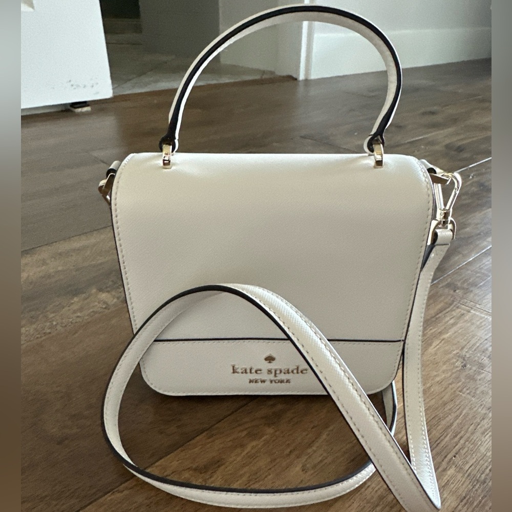 kate spade Cream Crossbody Bag with Black Trim and Gold Hardware
